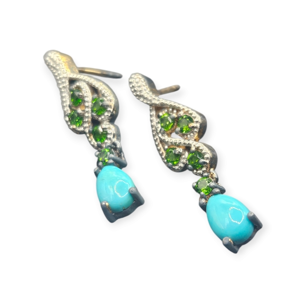 Diopside and Turquoise Earrings